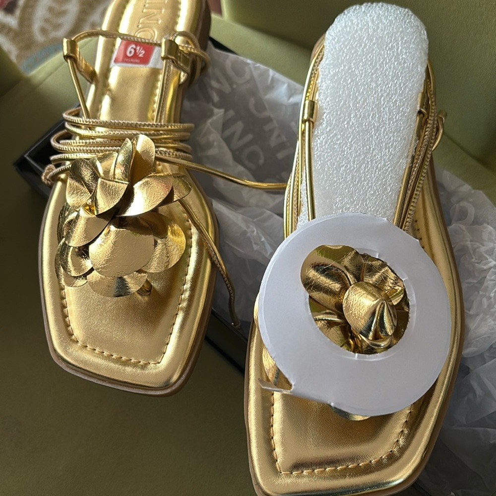 Gold Flowered Sandals